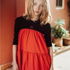Vibrant Red and Black Kids Top